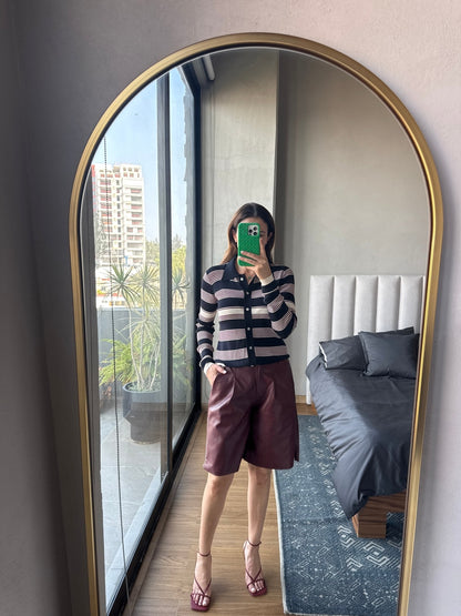 Long short cierres tipo piel tinto