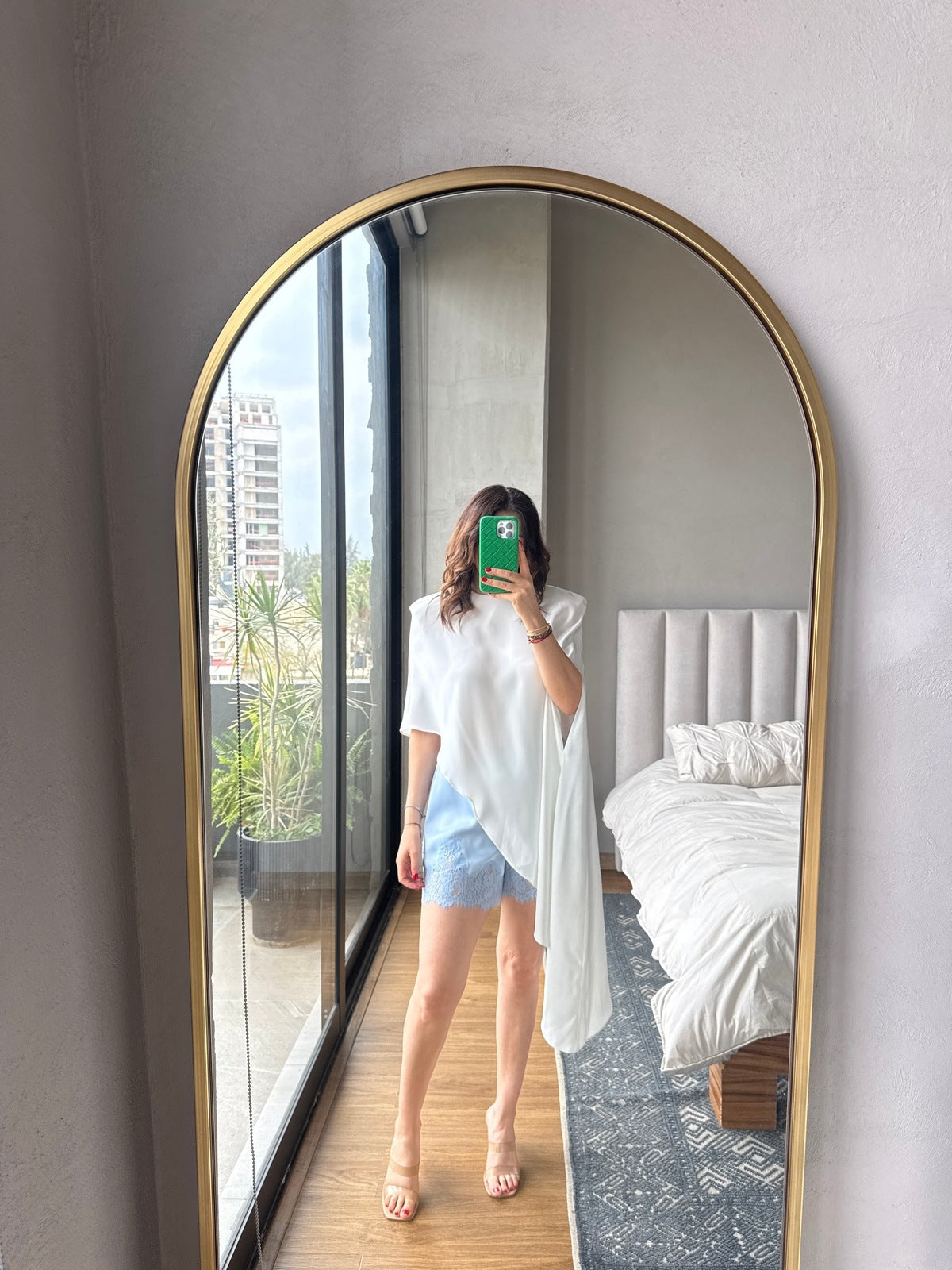 Short satín lace azul