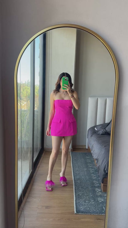 Romper strapless rosa