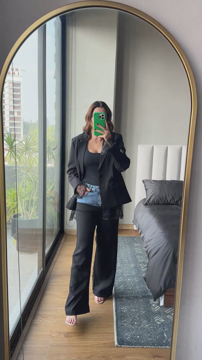 Blazer con detalle lace negro