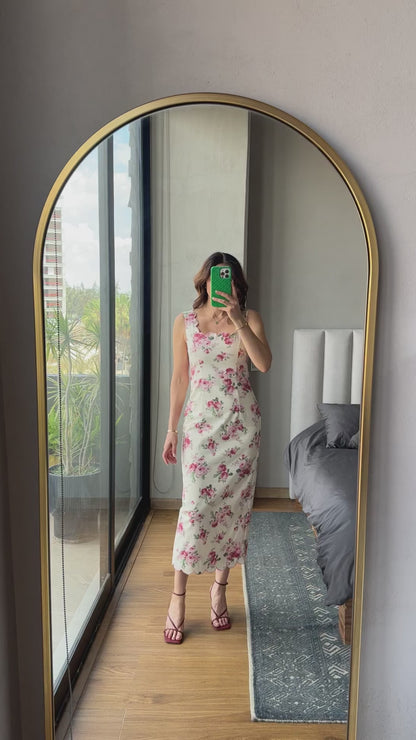 Vestido midi flores
