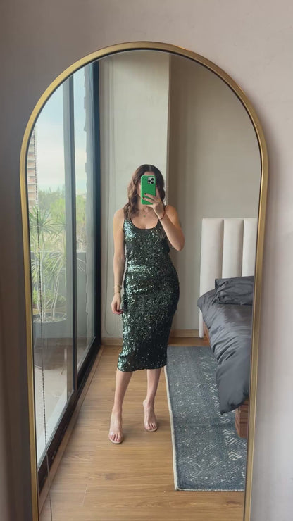 Falda lápiz lentejuelas verde