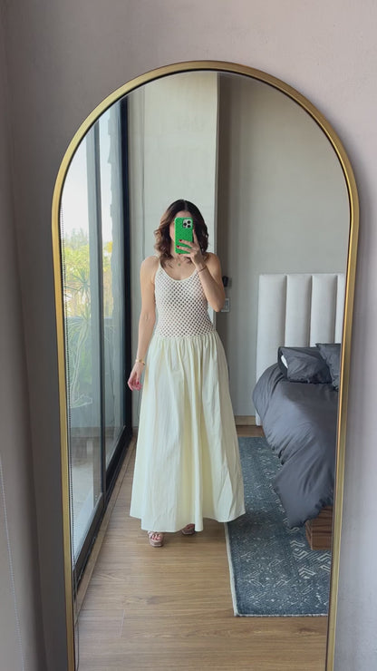 Vestido maxi blusa lentejuelas ivory