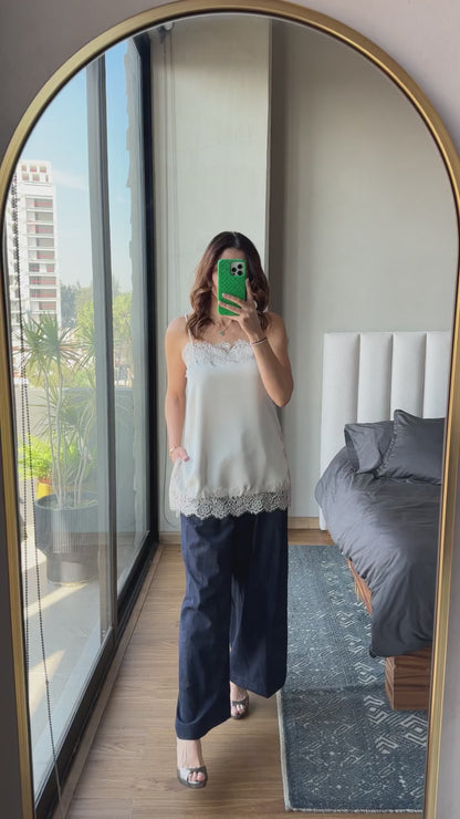 Blusa tirantes lace taupe