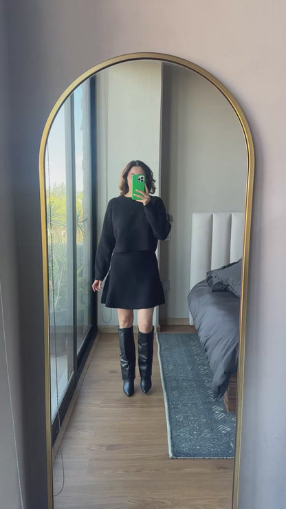 Set sweater y falda tejido negro