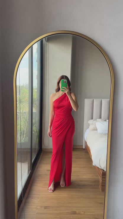 Vestido one shoulder rojo