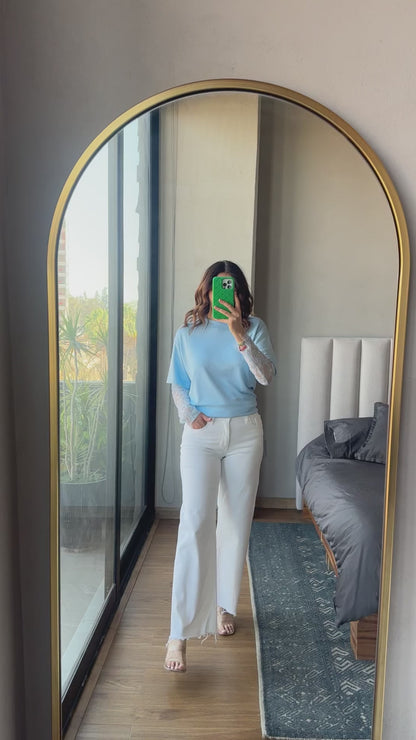 Tshirt con mangas lace baby blue