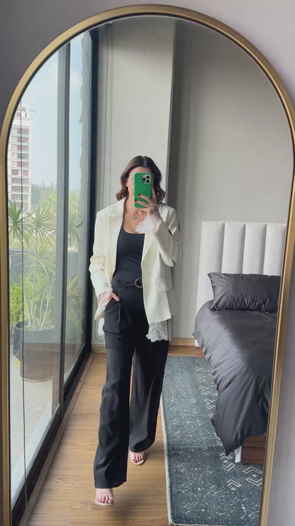 Blazer con detalle lace ivory