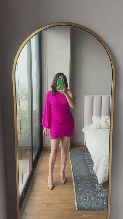 Vestido manga larga rosa
