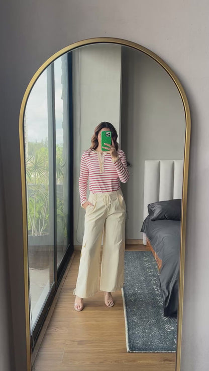 Wide leg cargo pants crema