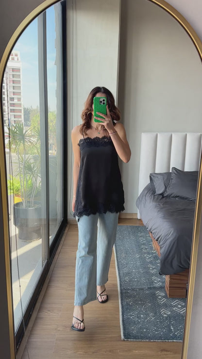 Blusa tirantes lace negra
