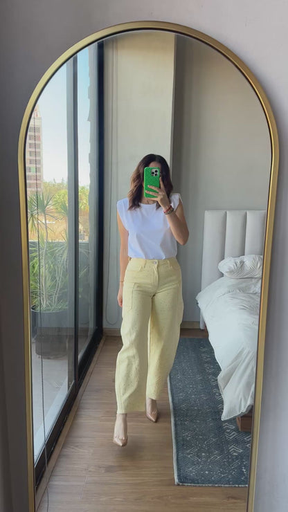 Barrel jeans con aplicaciones yellow