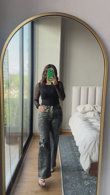 Body manga lace negro