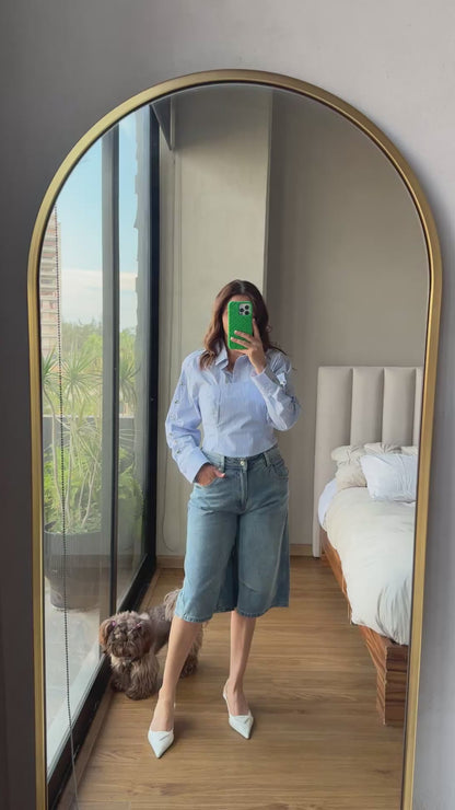 Camisa rayas con detalle corset