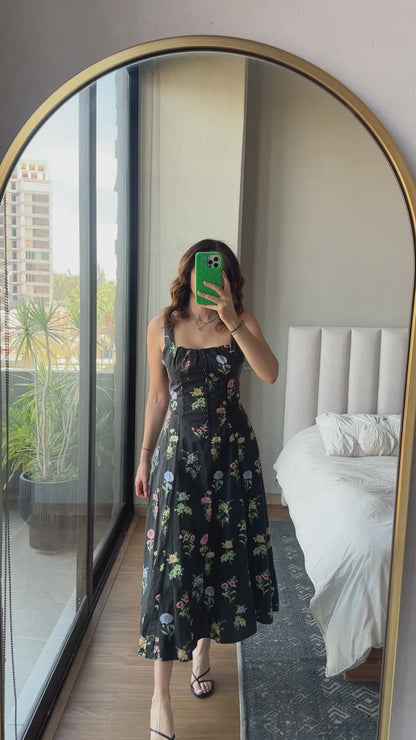 Vestido tirantes midi print flores