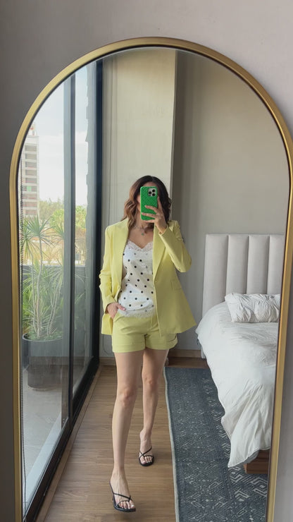Blusa tirantes satín con lace lunares