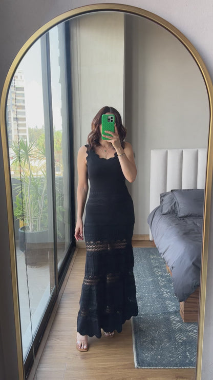 Vestido maxi tejido negro