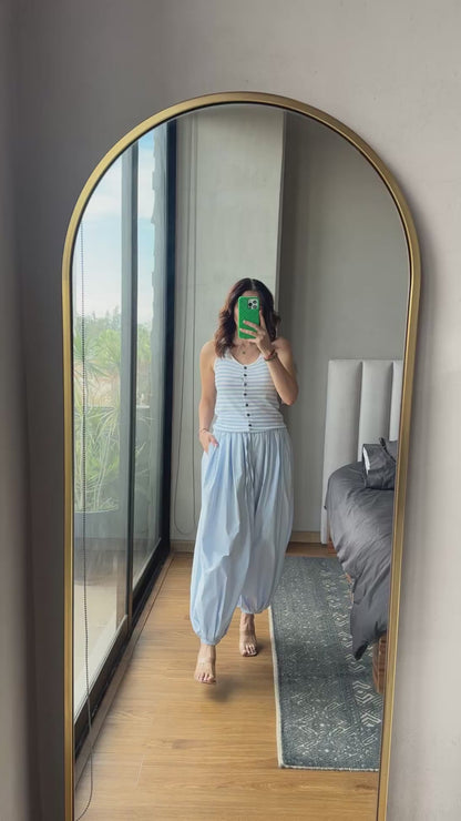 Blusa rayas botones baby blue