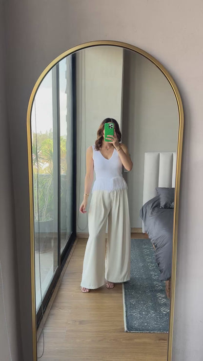 Blusa sin mangas tejida con flecos blanca