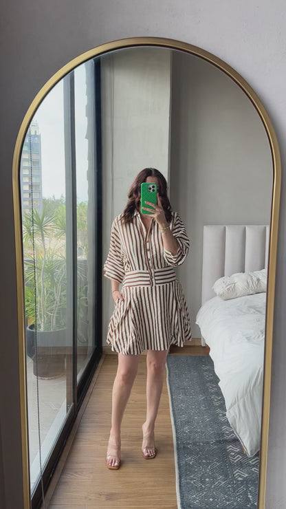 Vestido rayas café