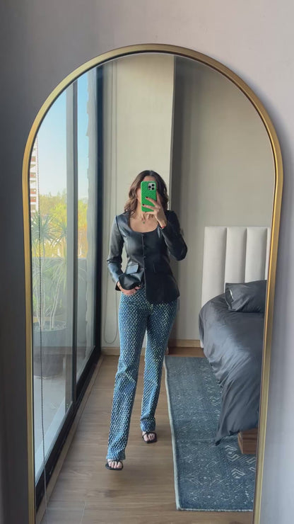Jeans azul brillos