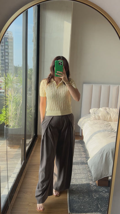 Pantalón wide leg café