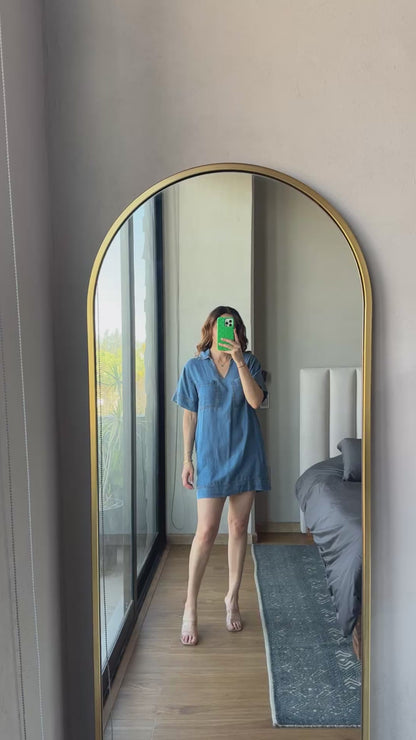 Vestido denim corto bolsa
