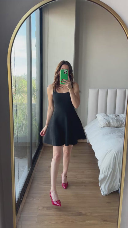 Vestido corto tejido spandex negro