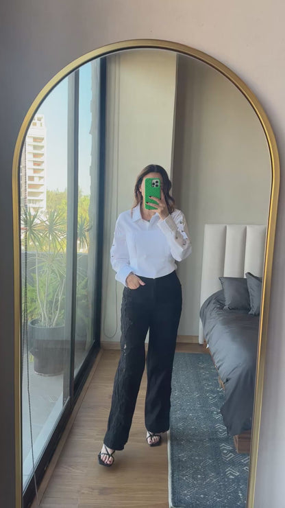 Jeans con lace lateral negro