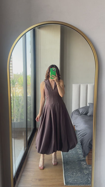 Vestido midi café