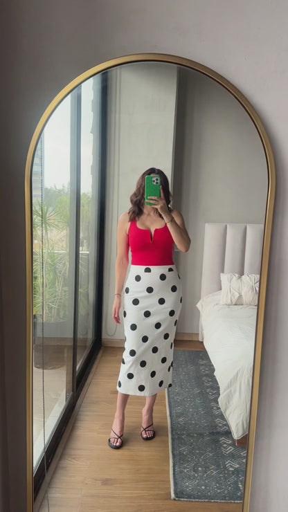 Falda lápiz midi lunares