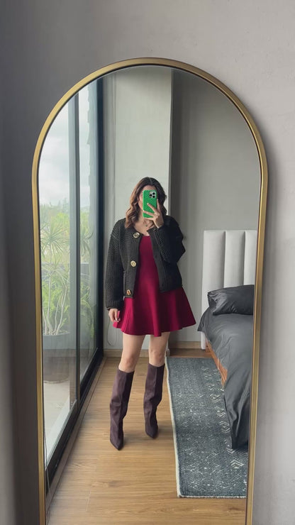 Sweater tejido botones dorados café