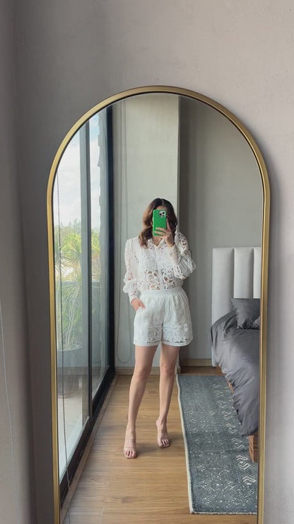 Set blusa y short detalle gipiur blanco