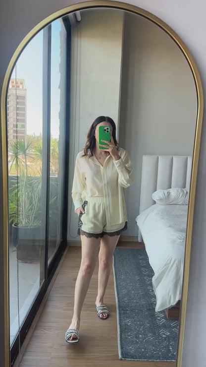 Set blusa y short con lace butter yellow
