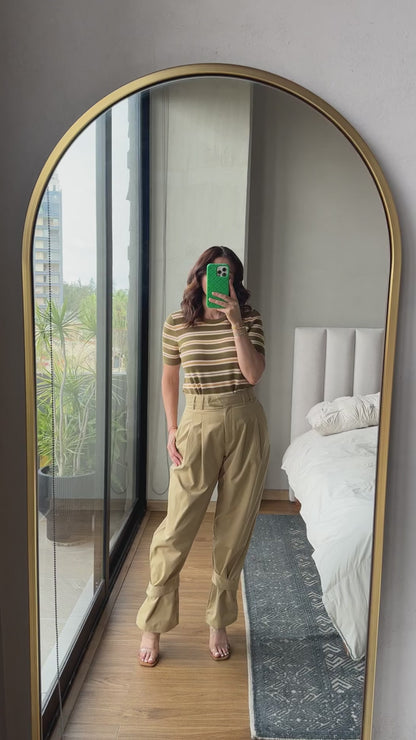 Blusa tejida rayas olivo