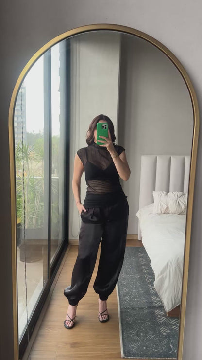 Balloon pants satín negro