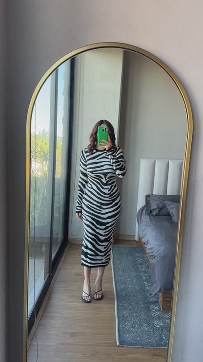 Vestido midi tejido zebra