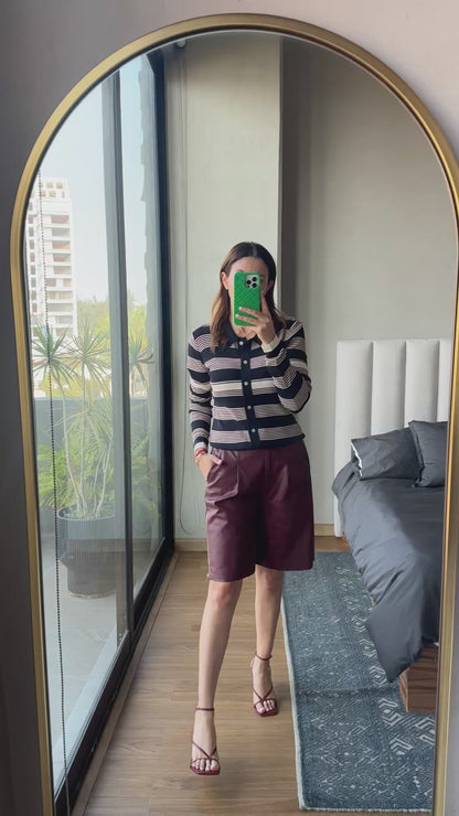 Cárdigan tejido rayas navy