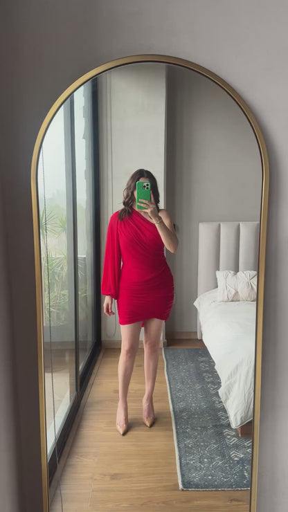 Vestido manga larga rojo