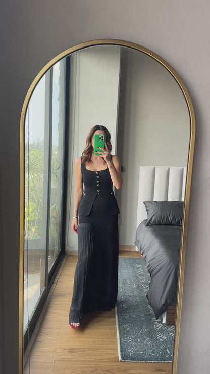 Set blusa y falda tejidos negro