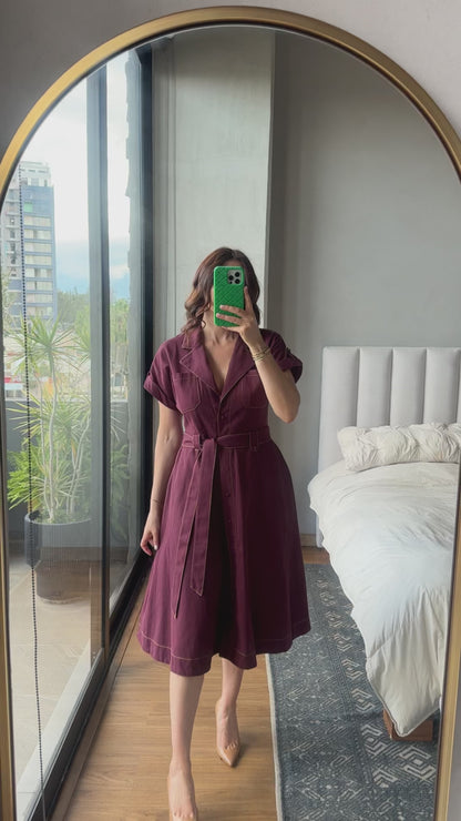 Vestido midi tinto