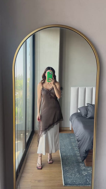 Blusa tirantes lace café