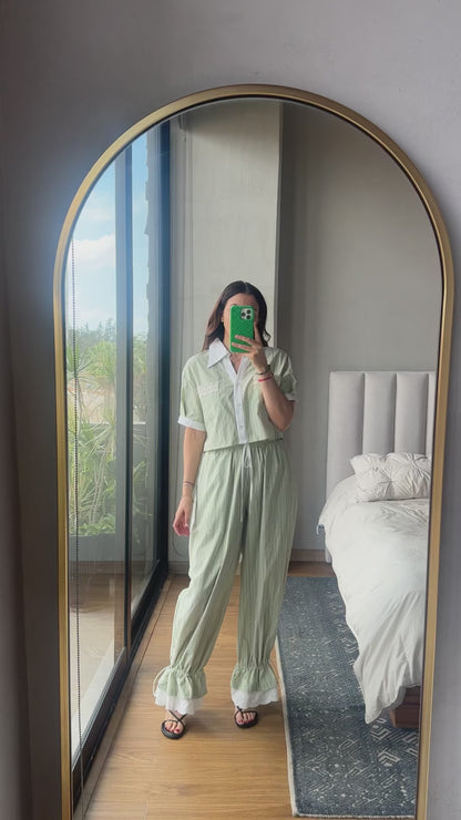 Set blusa y pantalón rayas verde