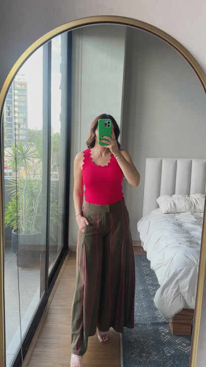 Falda pantalón olivo rayas