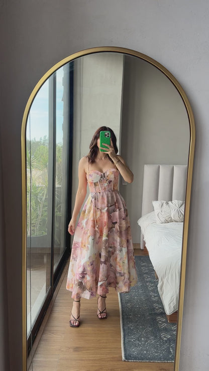 Vestido midi flores