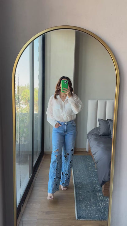 Blusa manga bolsas blanca