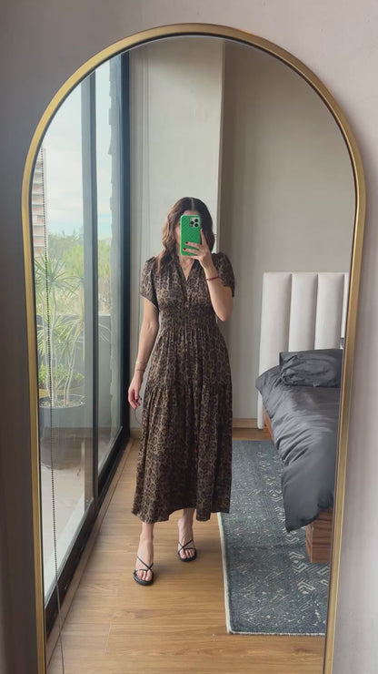 Vestido midi satín animal print