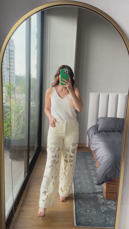 Blusa satín asimétrica champagne