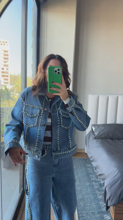 Jeans studs denim azul