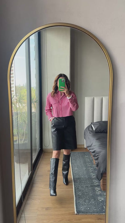 Blusa botones rayas roja